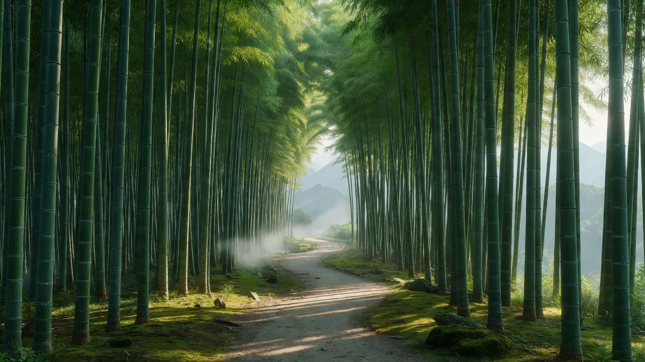 竹林を抜ける山道